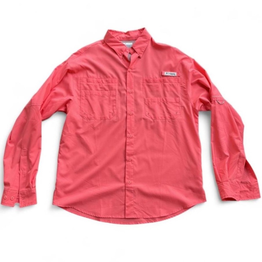 Columbia Salmon Colored Button Down Long Sleeve Utility Shirt